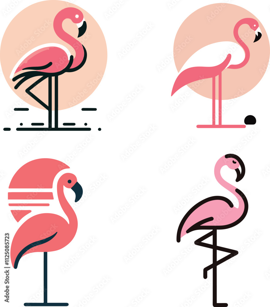 Obraz premium Minimalist Flamingo Vector Illustration on White Background