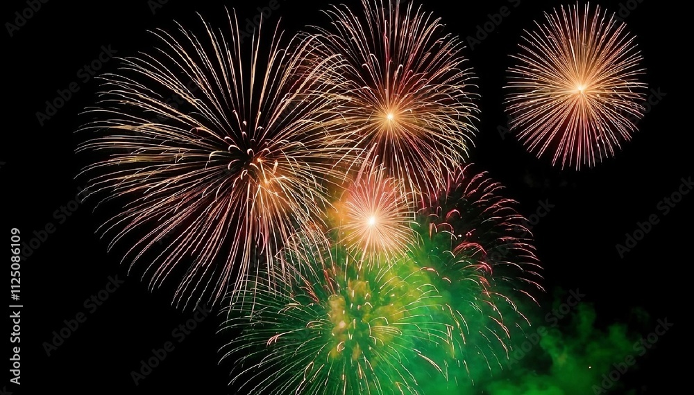 Fototapeta premium Backgrounds of holiday fireworks with sparks. Generated with AI. 