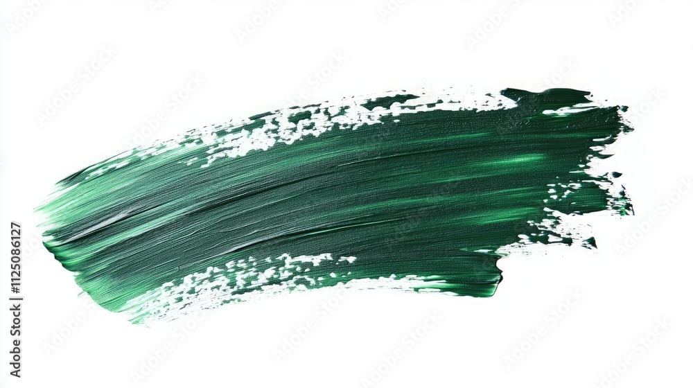 Vibrant dark green paint brushstroke on a white background, showcasing texture and artistic flair. Vibrant dark green paint brushstroke on a white background, showcasing texture and artistic flair.