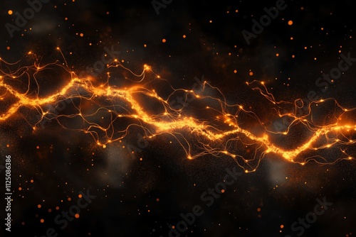 Glowing Orange Energy Wave on Black Background