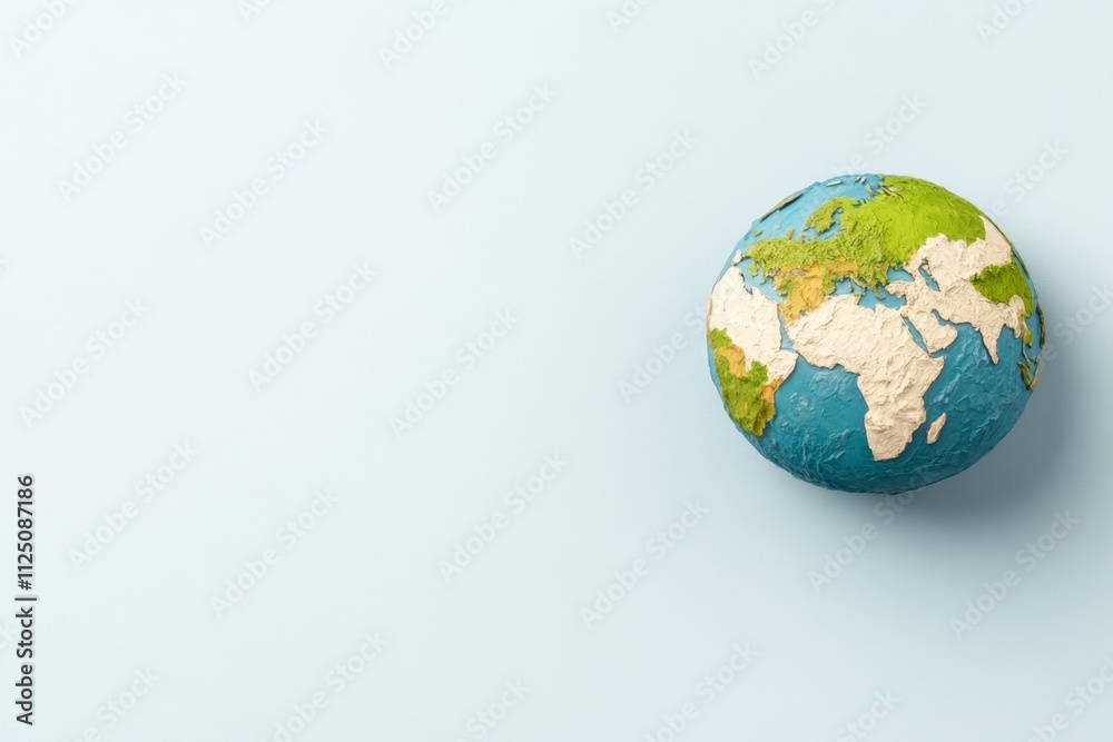 A simple globe design of Earth, showing its continents in vibrant green and oceans in calm blue, set against a white background A simple globe design of Earth, showing its continents in vibrant green and oceans in calm blue, set against a white background