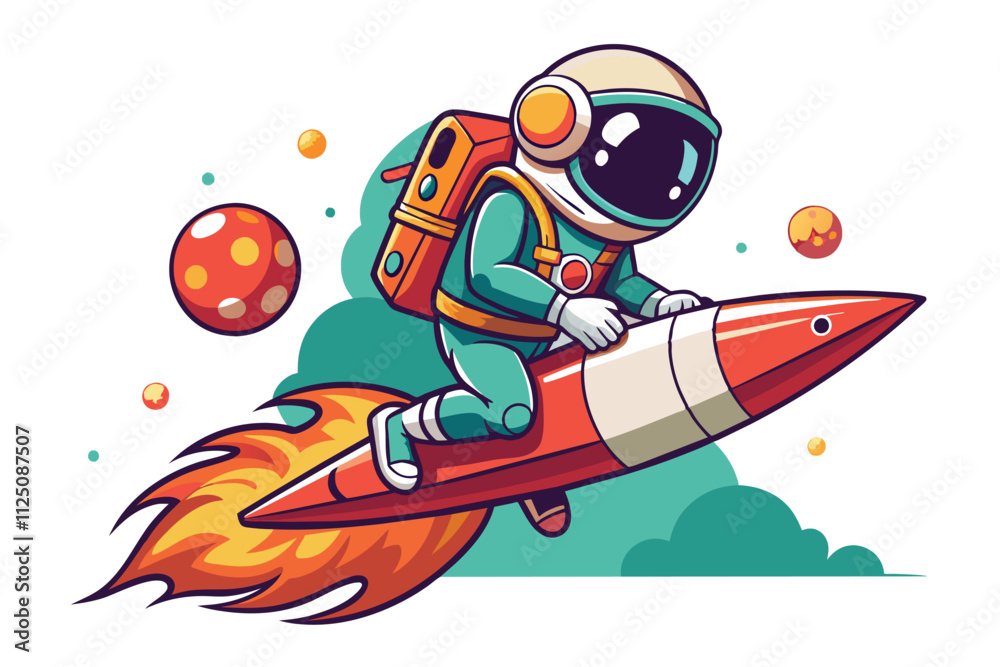 astronaut flying around the outer space planet. vector design illustration astronaut flying around the outer space planet. vector design illustration