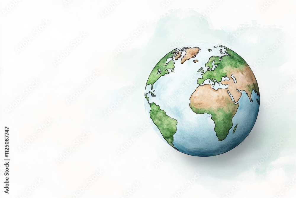 A soft watercolor painting of Earth as viewed from space, with gentle gradients of blue, green, and white blending seamlessly A soft watercolor painting of Earth as viewed from space, with gentle gradients of blue, green, and white blending seamlessly