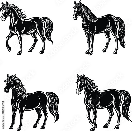 Black Horse Silhouette Vector Illustration