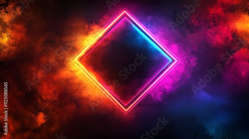Wallpaper Mural Glowing Neon Diamond Frame Against Colorful Smoke Torontodigital.ca