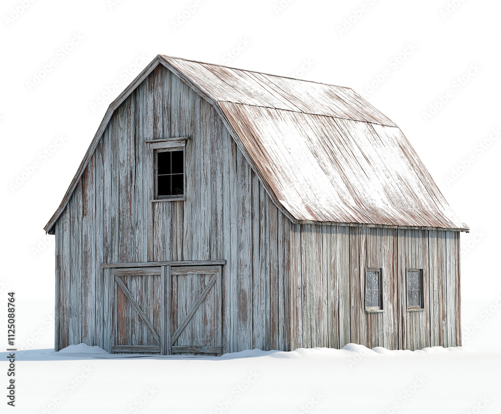 old rustic wooden gambrel barn, isolated on white background, weathered wood barn, cutout png old rustic wooden gambrel barn, isolated on white background, weathered wood barn, cutout png