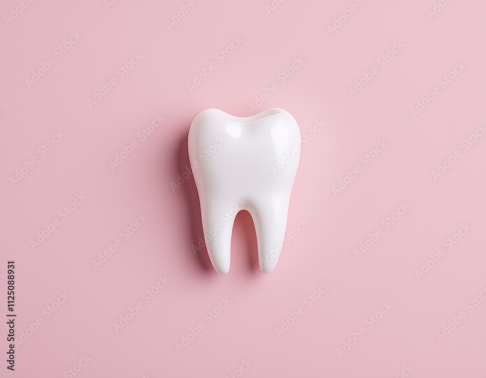 Healthy White Tooth Model on Pink Background Dental Care Oral Hygiene Healthy White Tooth Model on Pink Background Dental Care Oral Hygiene