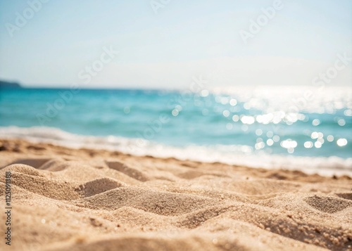 Sand With Blue Sea - Beach Summer Defocused Background With Glittering Of Sunlights