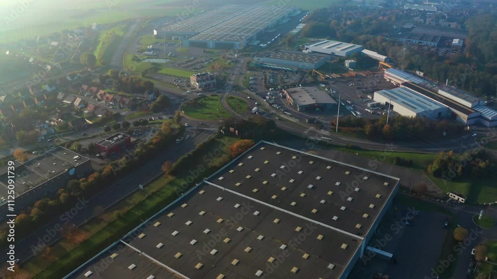 vue aérienne d'une zone industrielle dans le nord de la France