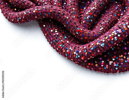 Rich, jewel-toned sequins add depth and luxury to a sumptuous, velvet-like knitted fabric , sequin, velvet photo