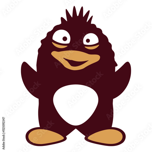 Cute Penguin Waving Happy Stupid Crazy Funny Bird Design Lover Art Vector Illustration Card T-Shirt Poster Sticker Graphic Print Decorative Drawing Isolated Logo Decoration Symbol Creative Cool Style
