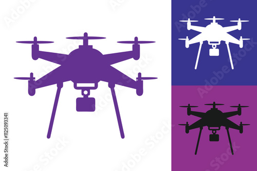 Drone Silhouette Icon Vector. Flying and Delivery Drone Silhouettes - Perfect for Technology, Logistics, and Aerial Illustration Designs