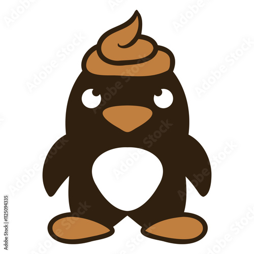 Penguin Poop Happens On Head Funny Made Shit Fun
 Design Lover Art Vector Illustration Card T-Shirt Poster Sticker Graphic Print Decorative Drawing Isolated Logo Decoration Symbol Creative Cool Style
