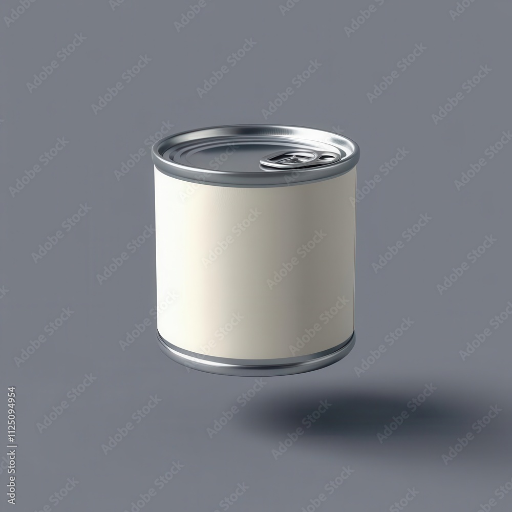 A simple, floating white can with a shiny metal lid, showcasing minimalistic and modern design elements. A simple, floating white can with a shiny metal lid, showcasing minimalistic and modern design elements.