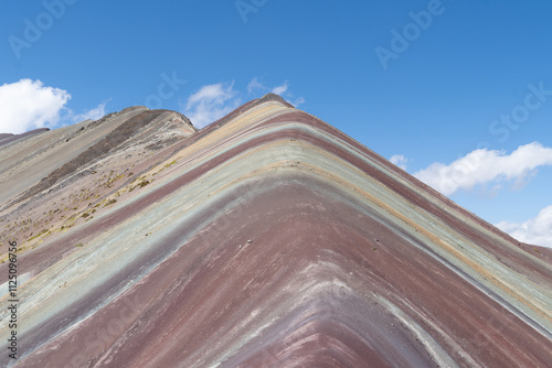 View of the colorful Rainbow Mountain (known as Vinicunca) and Red Valley located in Andes, Peru.