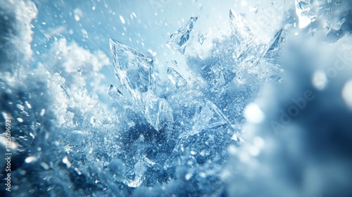 Wallpaper Mural Crystallized Ice Fragments Exploding In Blue Hues Torontodigital.ca