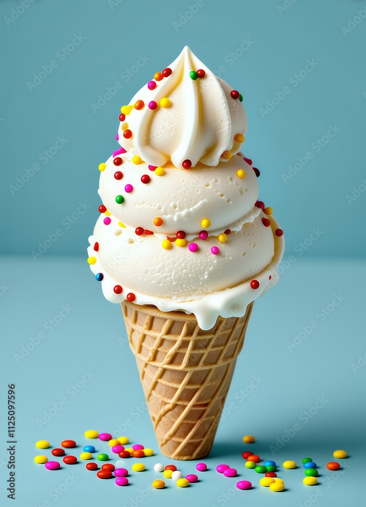 Delicious Ice Cream Cone with Sprinkles Sweet Treat Summer Dessert