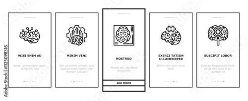 neuroscience brain neurology onboarding mobile vector research medical, doctor technology, science health, neurosurgery scan, computer neuroscience brain neurology illustrations