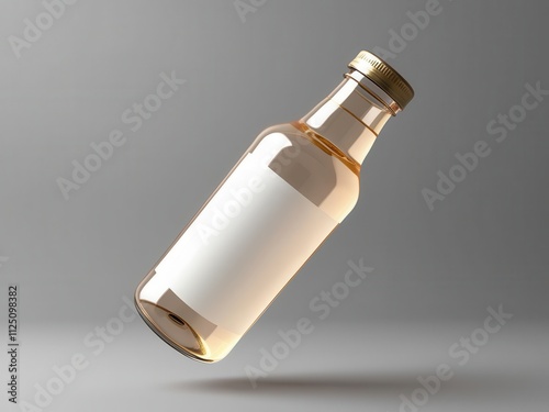 modern glass bottle, beautifully designed for a premium beverage display against a minimalist backdrop. photo