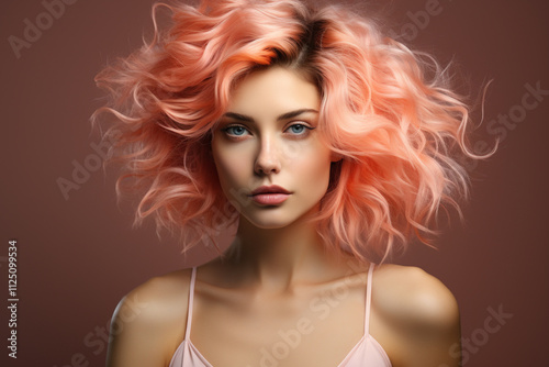 girl with peach hair,. 