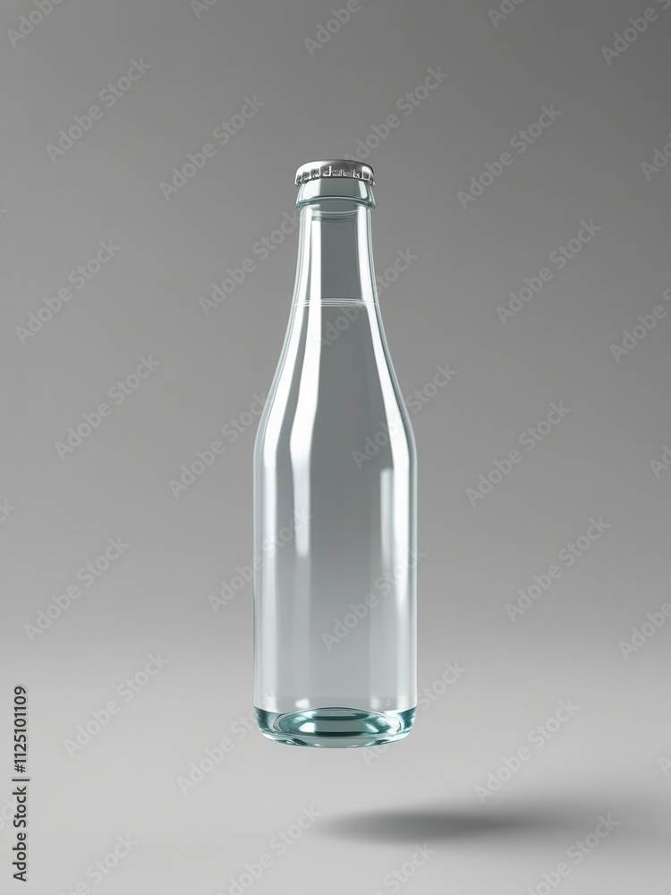 A transparent glass bottle stands out against a gray background, showcasing its simple elegance and clarity. A transparent glass bottle stands out against a gray background, showcasing its simple elegance and clarity.