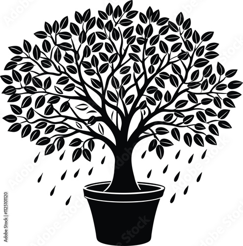 Rain tree Silhouette Vector Illustration
