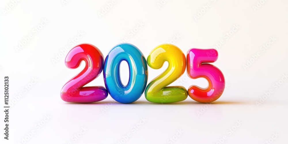 Naklejka premium Bold 3D bubble numbers 2025 futuristic vibrant colors