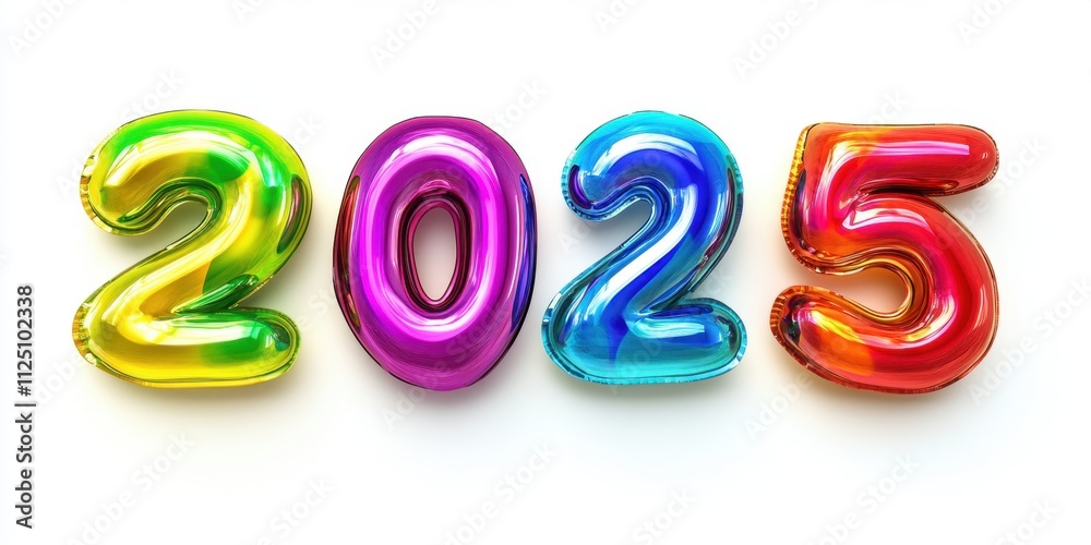 Bold 3D bubble numbers 2025 futuristic vibrant colors Bold 3D bubble numbers 2025 futuristic vibrant colors
