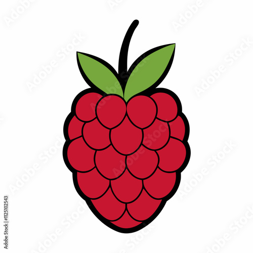 Raspberry silhouette & Berry fruit item vector illustration. Fruit elements icon vector