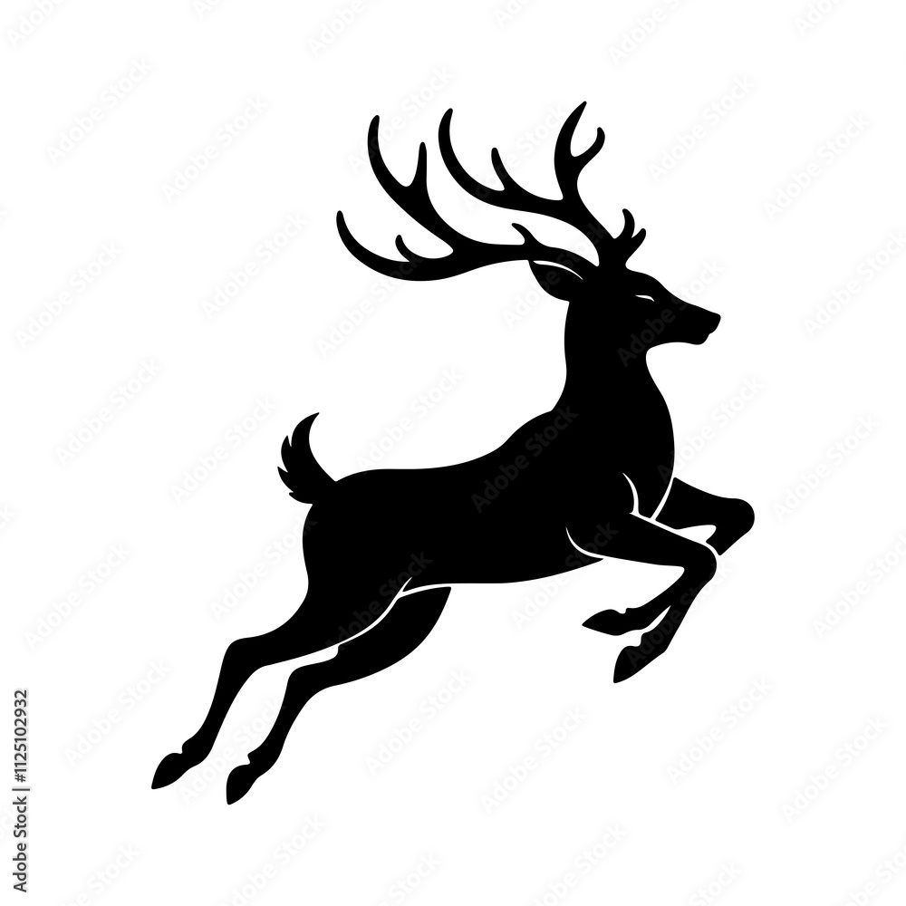 Fototapeta premium Deer Silhouette Vector Illustration for Nature Adventure and Wildlife Use.