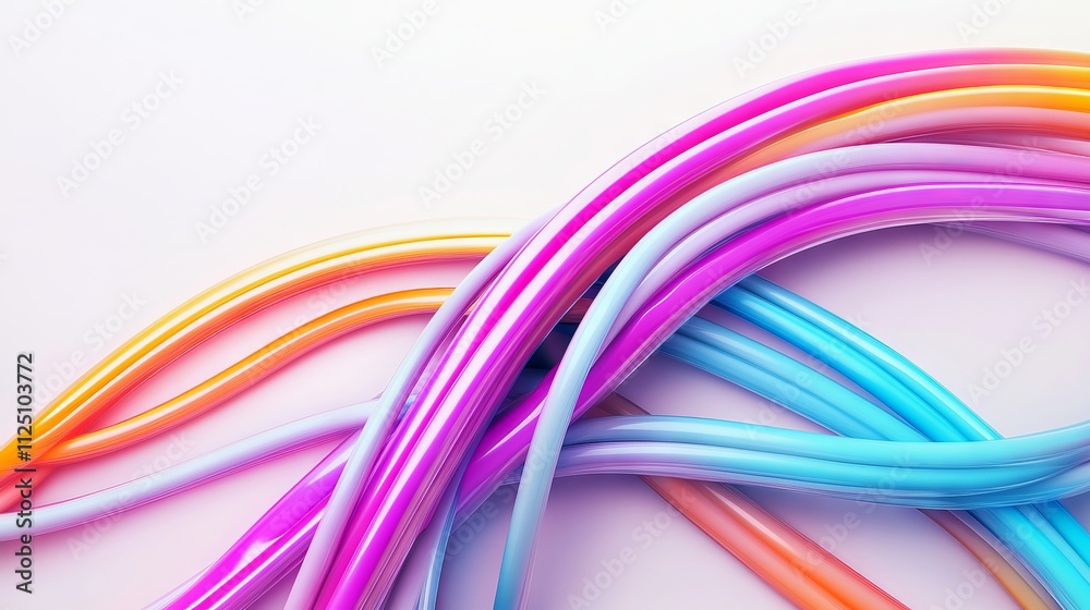 Colorful Wires with Gradient Lines on White Background. AI generated illustration Colorful Wires with Gradient Lines on White Background. AI generated illustration