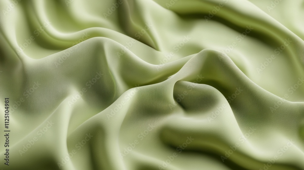 Soft green silk fabric with gentle folds and flowing texture. Soft green silk fabric with gentle folds and flowing texture.