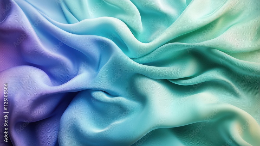 Obraz premium Elegant draped pastel fabric creating a soothing and luxurious texture in hues of teal and purple.