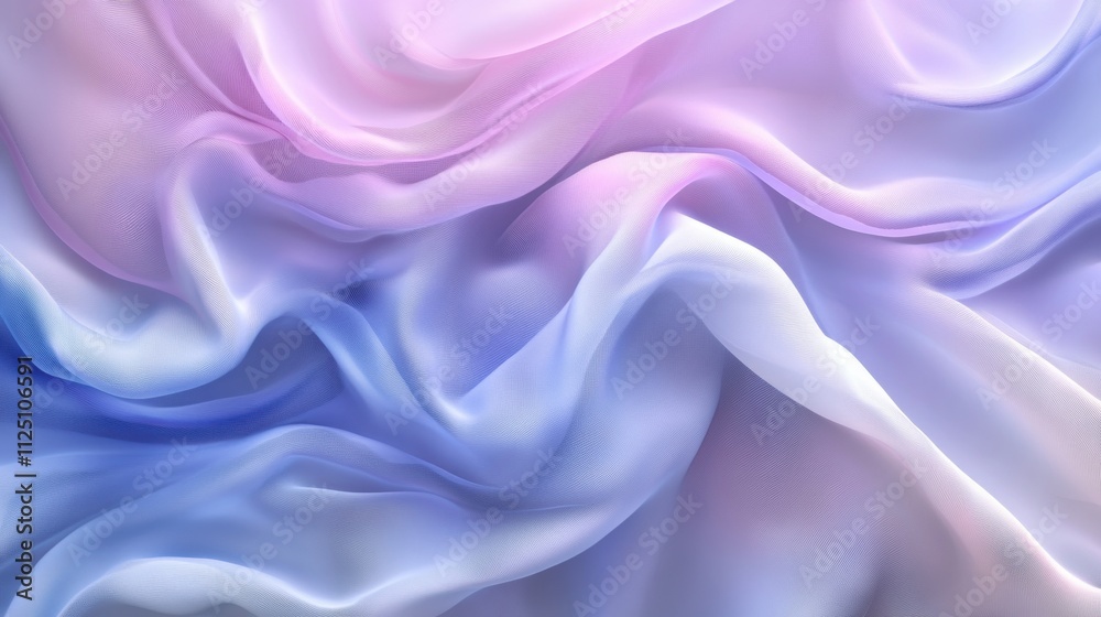 Elegant cascade of pastel pink and blue silk fabric creating soft, flowing curves. Elegant cascade of pastel pink and blue silk fabric creating soft, flowing curves.