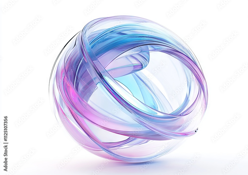 Futuristic Abstract Object with Transparent Sphere AI generated illustration