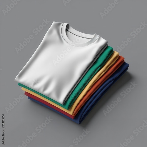 Colorful stacked t-shirts showcasing various hues perfect for casual wear and fashion inspiration. photo