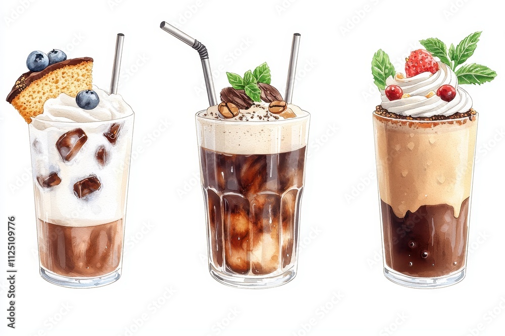 Delicious and refreshing iced drinks, perfect for warm days and summer gatherings. Indulge in these tasty treats!