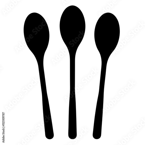 Black kitchen spoon silhouette art, Fork spoon vector illustration. Cutlery icon set vector.