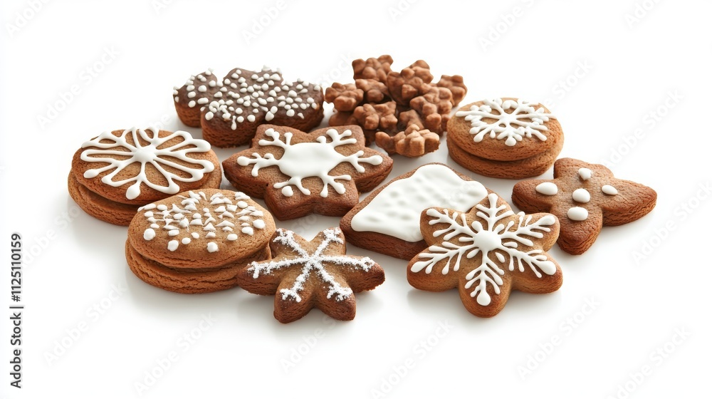 Gingerbread cookies on white background. Christmas frame. Flat lay, top view. Copy space Gingerbread cookies on white background. Christmas frame. Flat lay, top view. Copy space