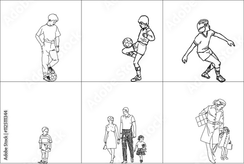 vector sketch illustration silhouette design decoration painting collection of sportsmen