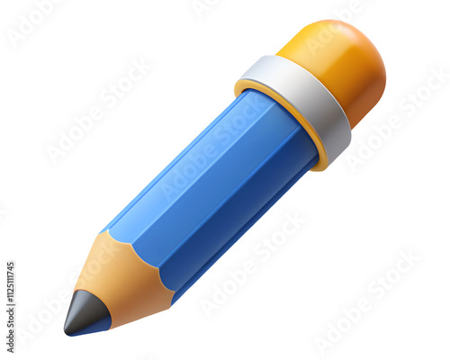 3d pencil with eraser isolated on the white background