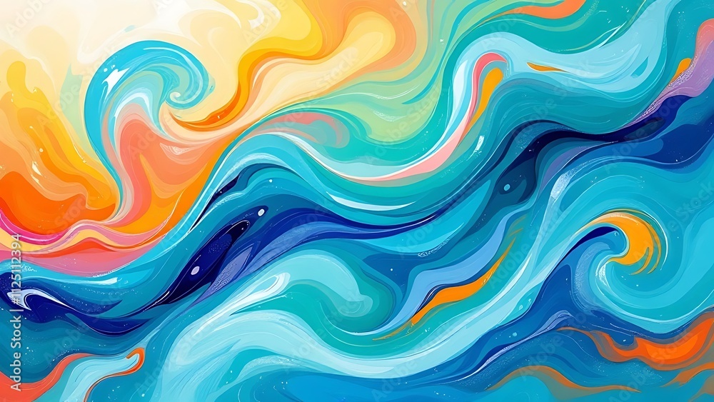 Abstract marbled acrylic paint ink painted waves painting texture colorful background banner - Bold colors, rainbow color swirls wave Generative AI Abstract marbled acrylic paint ink painted waves painting texture colorful background banner - Bold colors, rainbow color swirls wave Generative AI