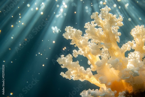 Two colorful starfish surrounded by vibrant coral and marine life on a vivid underwater reef photo