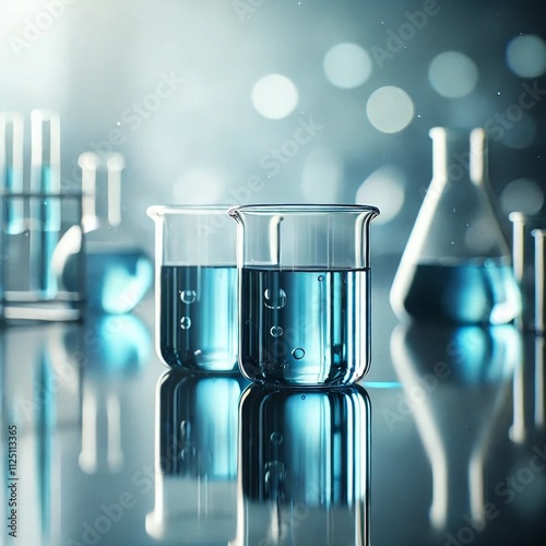 Laboratory glassware filled with colorful liquids for scientific experiments