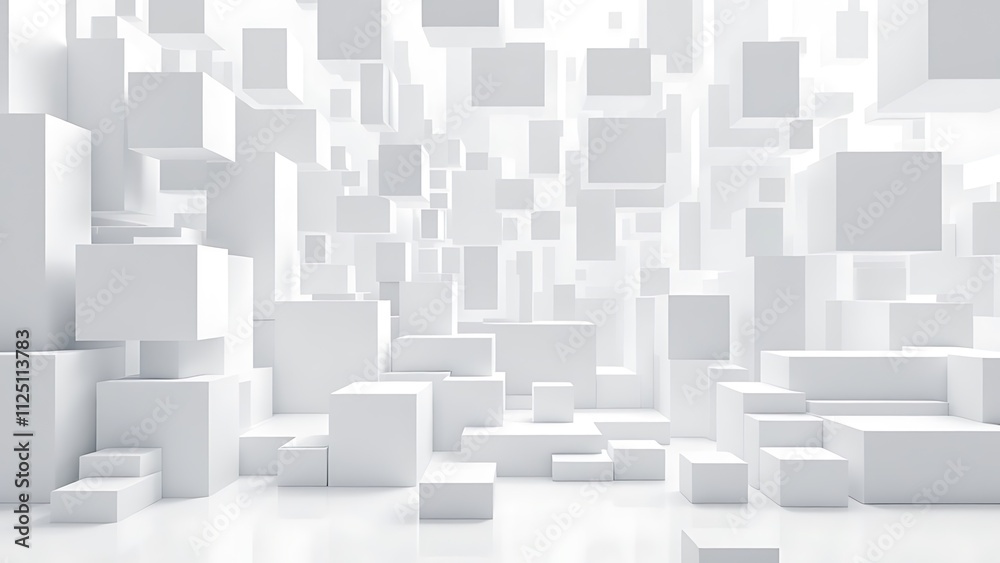 Abstract geometric white bright 3d texture wall with squares and square cubes background banner illustration with glowing lights, textured wallpaper Abstract geometric white bright 3d texture wall with squares and square cubes background banner illustration with glowing lights, textured wallpaper