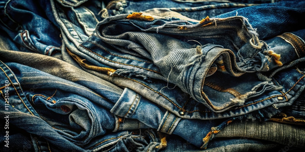 Deep Black Denim Texture: Surreal AI Photography of Worn Fabric Deep Black Denim Texture: Surreal AI Photography of Worn Fabric