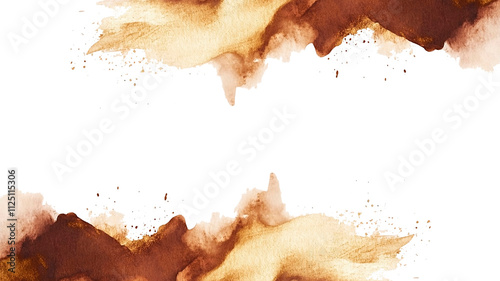 2025 Mocha mousse tone, a trendy colour for modern holiday background. PNG Watercolor Abstract wavy pastel trendy colored background.