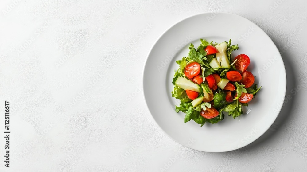 Vibrant and Healthy Vegetable Salad on a White Plate - A Perfect Light Meal Vibrant and Healthy Vegetable Salad on a White Plate - A Perfect Light Meal