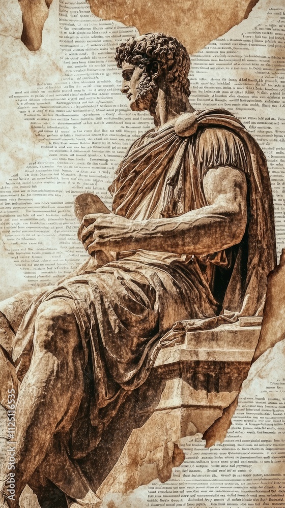 Fototapeta premium ancient roman sculpture with copy space vertically 9:16