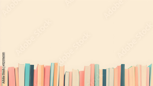 un fondo liso claro con espacio de copia con una fila de libros apilados de colores juntos concepto de estudio y lectura photo